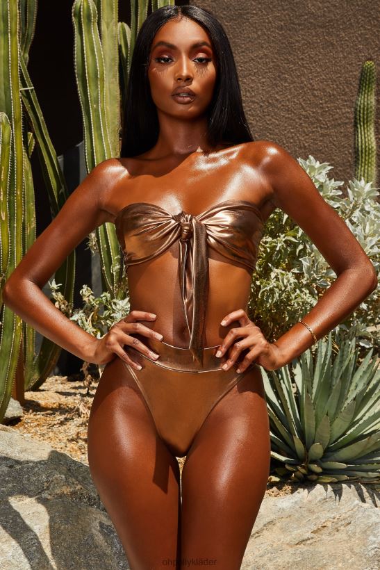 brons Oh Polly kvinnor gold coast metallic bikinitrosor med hög midja Z84F2T936 badkläder