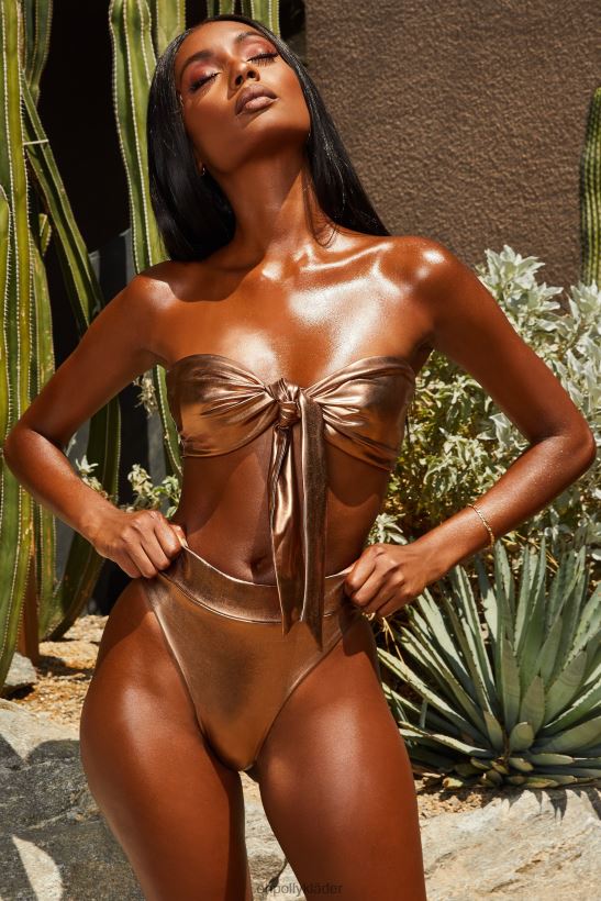 brons Oh Polly kvinnor gold coast metallic bikinitrosor med hög midja Z84F2T936 badkläder