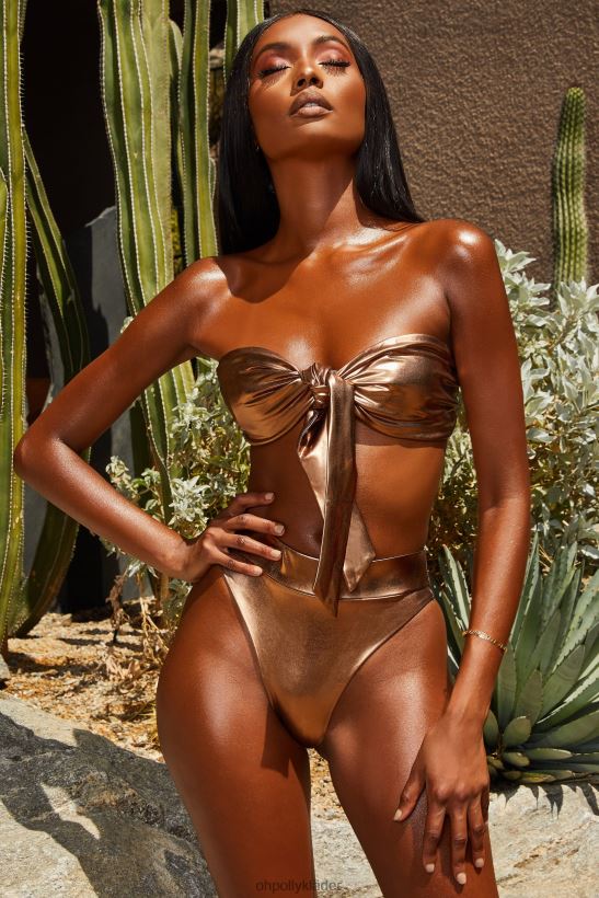 brons Oh Polly kvinnor gold coast metallic bikinitrosor med hög midja Z84F2T936 badkläder