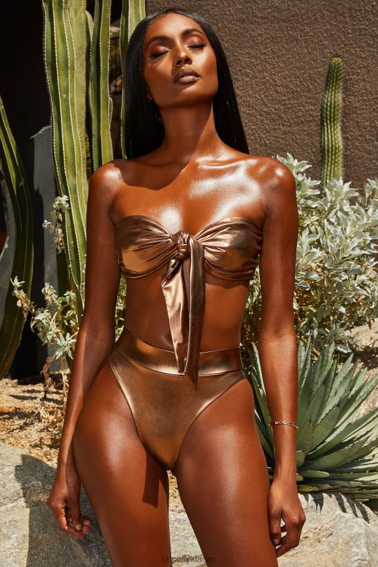 brons Oh Polly kvinnor gold coast metallic bikinitrosor med hög midja Z84F2T936 badkläder