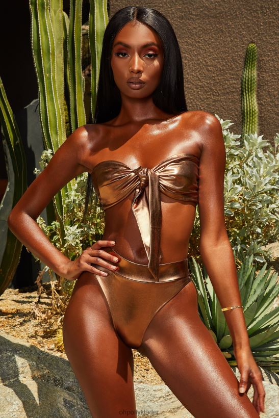 brons Oh Polly kvinnor gold coast metallic bikinitrosor med hög midja Z84F2T936 badkläder