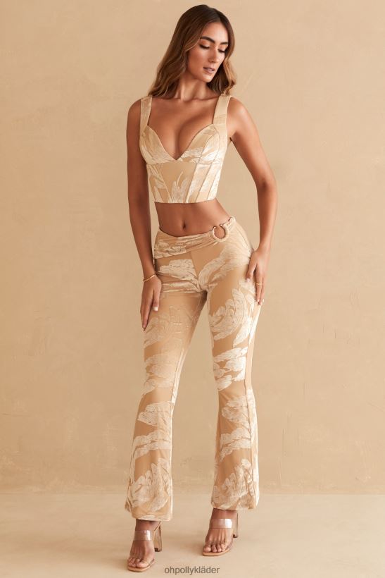 beige tryck Oh Polly kvinnor defne ringdetalj bootleg byxor Z84F2T832 bottnar