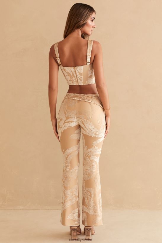 beige tryck Oh Polly kvinnor defne ringdetalj bootleg byxor Z84F2T832 bottnar