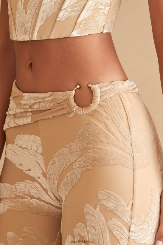 beige tryck Oh Polly kvinnor defne ringdetalj bootleg byxor Z84F2T832 bottnar