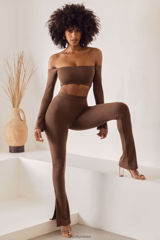 brun Oh Polly kvinnor gaia leggings med hög midja delad flare Z84F2T833 bottnar