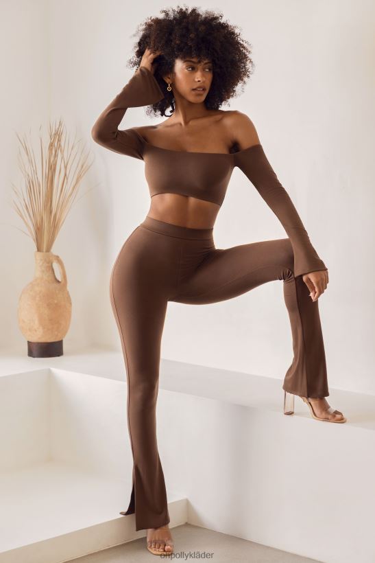 brun Oh Polly kvinnor gaia leggings med hög midja delad flare Z84F2T833 bottnar