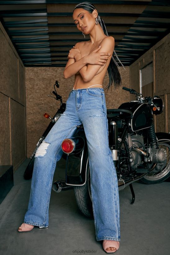 blå Oh Polly kvinnor stiga upp låga boyfriend jeans Z84F2T862 bottnar