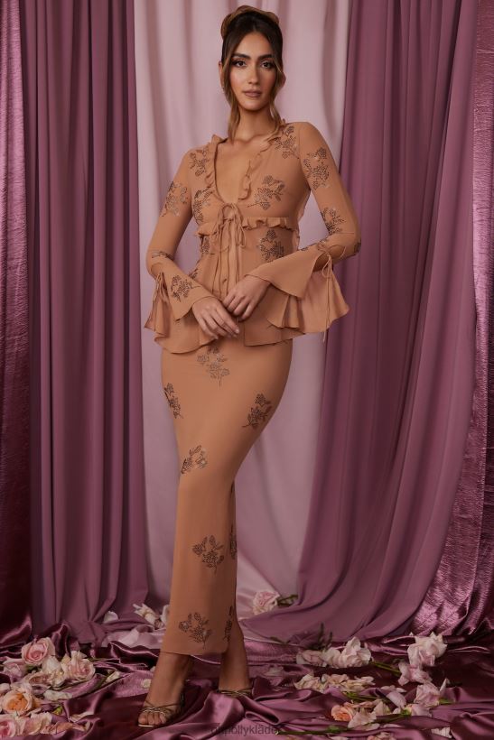 beige Oh Polly kvinnor cezanne låg maxikjol Z84F2T777 kjolar