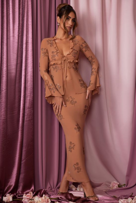 beige Oh Polly kvinnor cezanne låg maxikjol Z84F2T777 kjolar