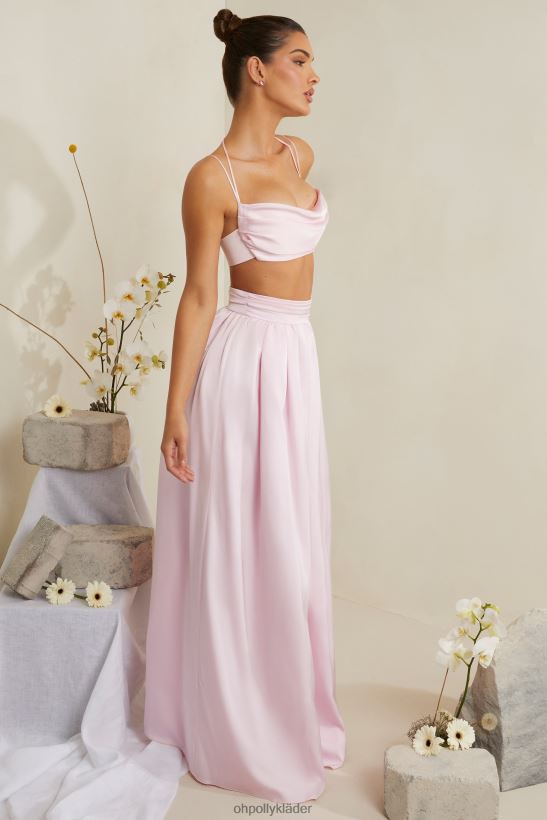 rosa Oh Polly kvinnor edyta veckad kraftig satin maxi kjol Z84F2T746 kjolar