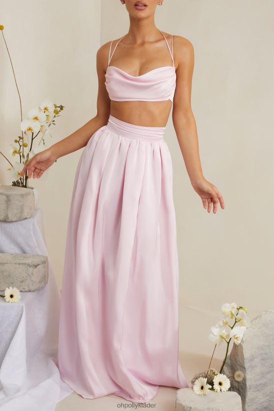rosa Oh Polly kvinnor edyta veckad kraftig satin maxi kjol Z84F2T746 kjolar