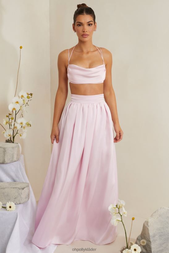 rosa Oh Polly kvinnor edyta veckad kraftig satin maxi kjol Z84F2T746 kjolar