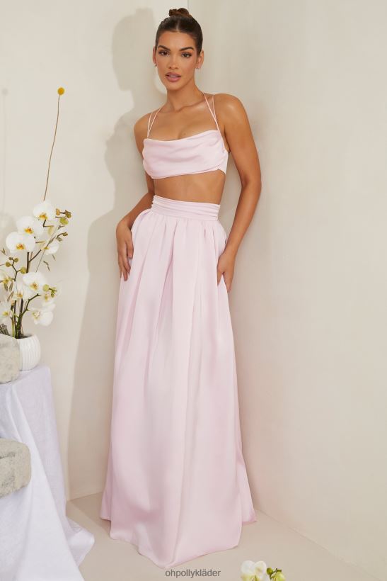 rosa Oh Polly kvinnor edyta veckad kraftig satin maxi kjol Z84F2T746 kjolar