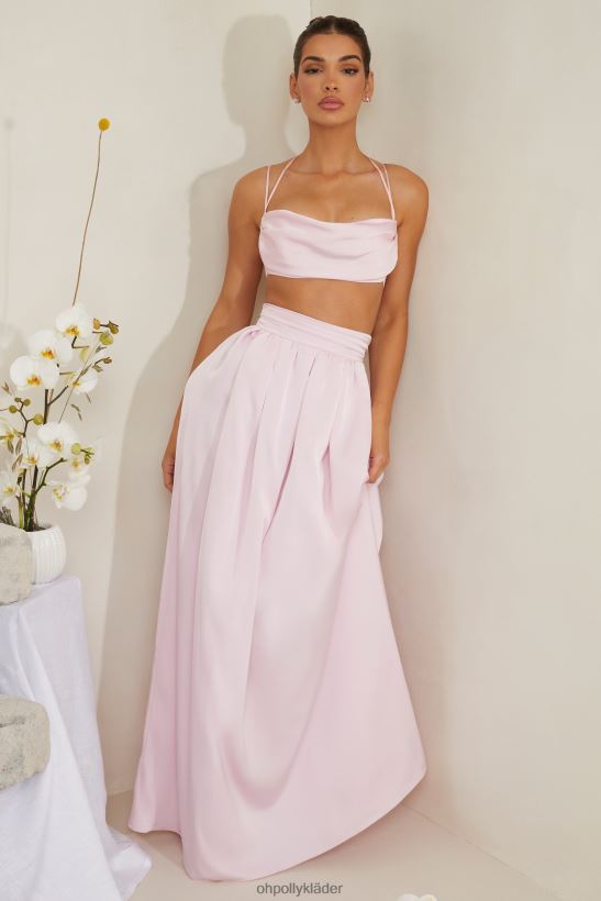 rosa Oh Polly kvinnor edyta veckad kraftig satin maxi kjol Z84F2T746 kjolar