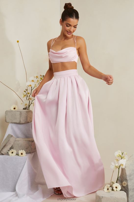 rosa Oh Polly kvinnor edyta veckad kraftig satin maxi kjol Z84F2T746 kjolar