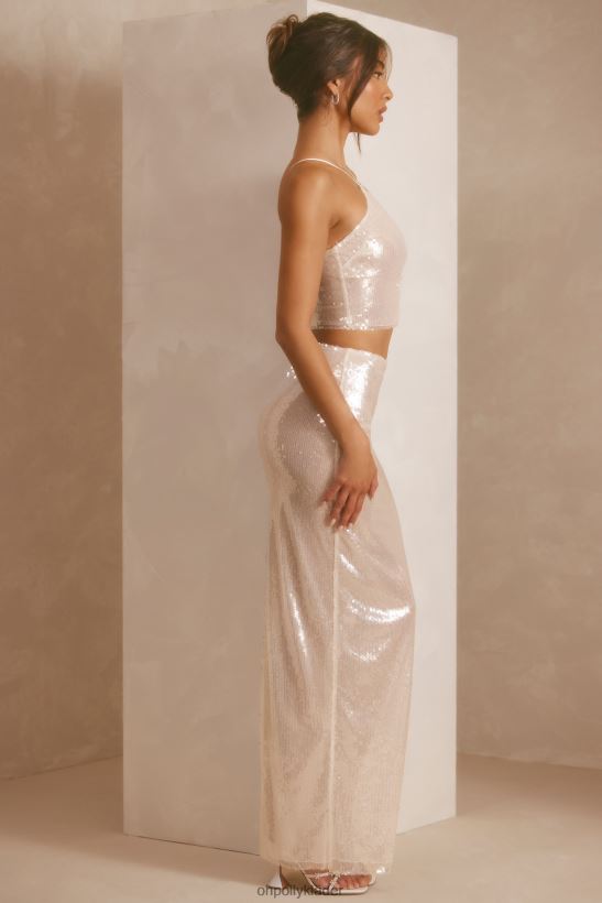 vit Oh Polly kvinnor emilia skir paljett mid rise maxi kjol Z84F2T732 kjolar