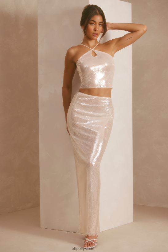 vit Oh Polly kvinnor emilia skir paljett mid rise maxi kjol Z84F2T732 kjolar