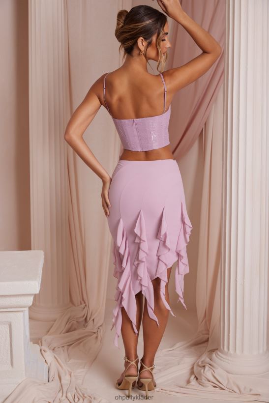 dammigt rosa Oh Polly kvinnor thea waterfall frill midaxi kjol Z84F2T767 kjolar