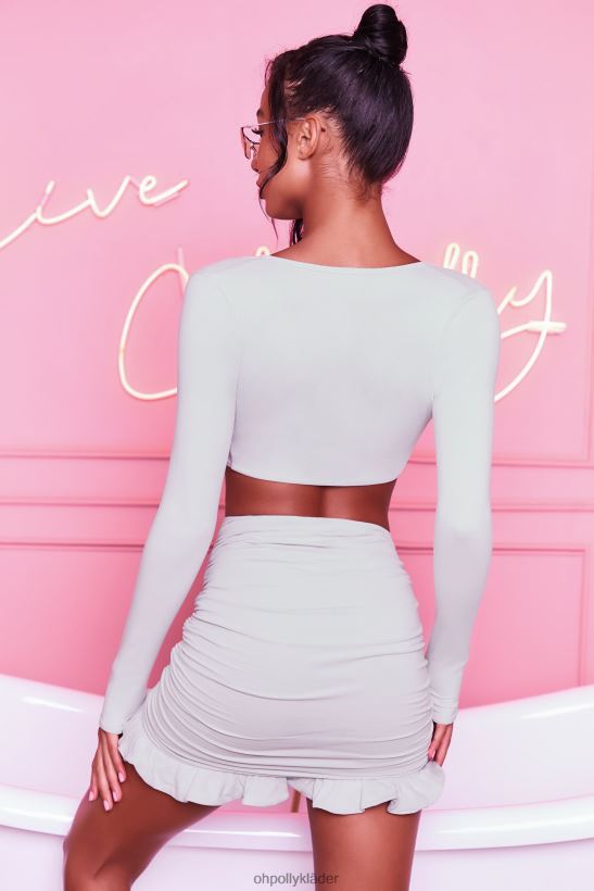 grå Oh Polly kvinnor här för den rynkiga bodycon minikjolen Z84F2T846 kjolar