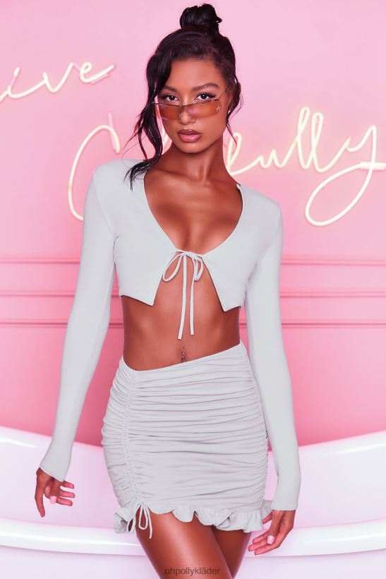 grå Oh Polly kvinnor här för den rynkiga bodycon minikjolen Z84F2T846 kjolar