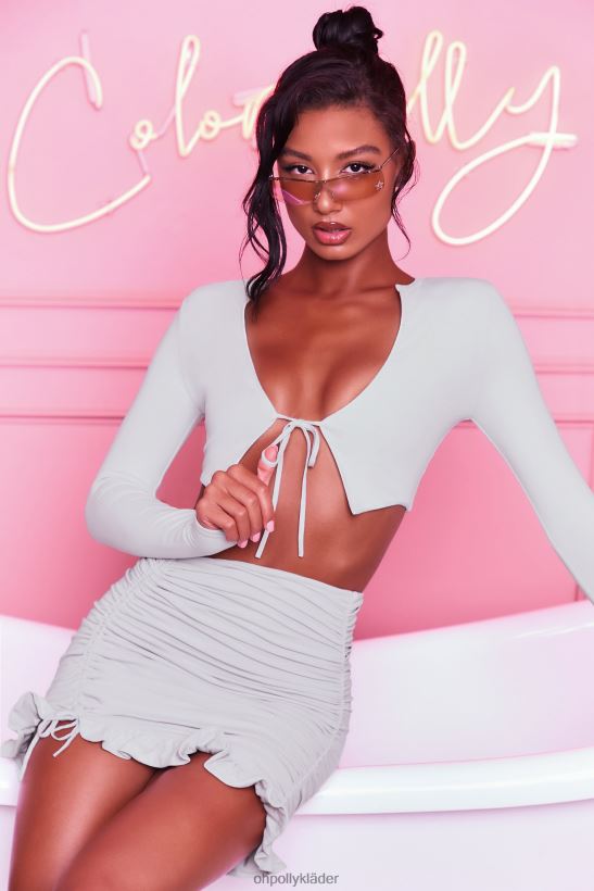 grå Oh Polly kvinnor här för den rynkiga bodycon minikjolen Z84F2T846 kjolar