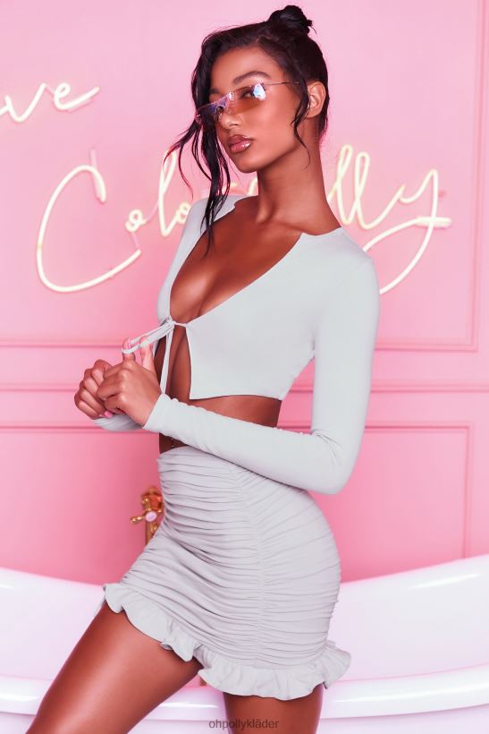 grå Oh Polly kvinnor här för den rynkiga bodycon minikjolen Z84F2T846 kjolar