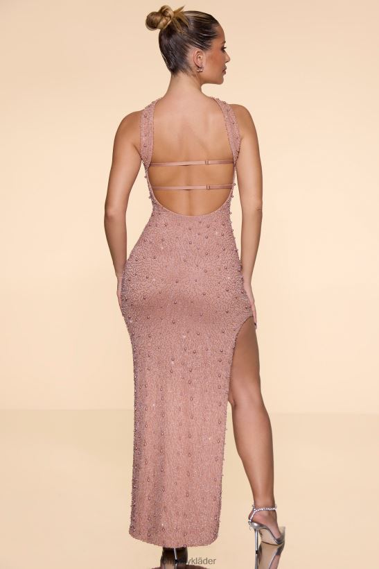beige Oh Polly kvinnor belgravia utsmyckad bandeau maxiklänning Z84F2T63 klänningar