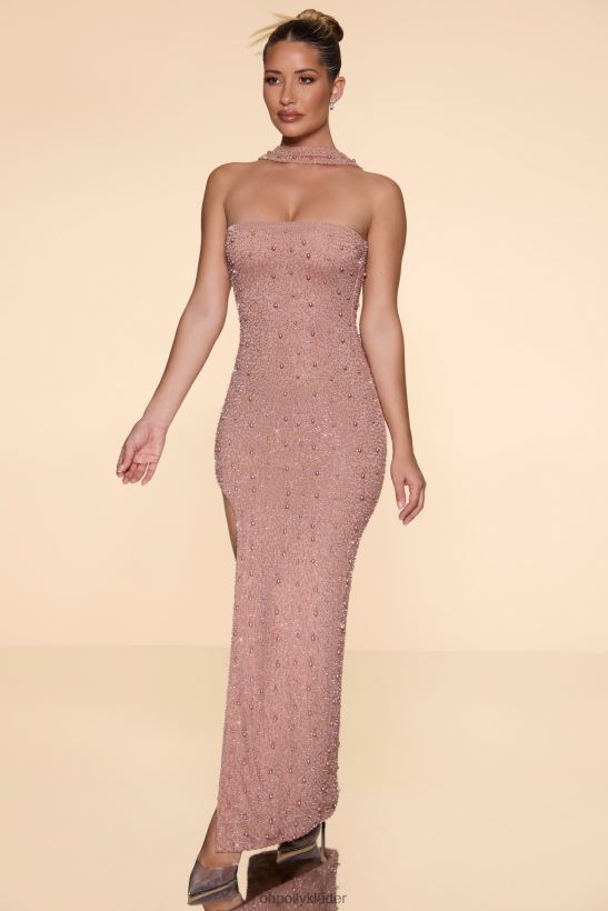 beige Oh Polly kvinnor belgravia utsmyckad bandeau maxiklänning Z84F2T63 klänningar