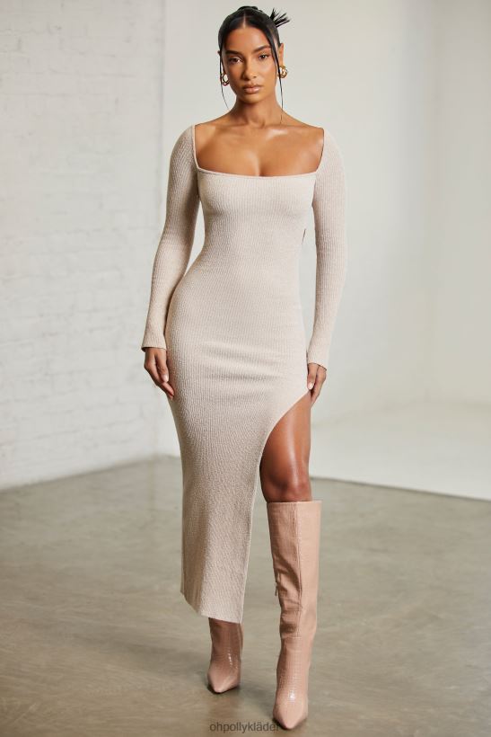 beige Oh Polly kvinnor signe långärmad maxiklänning Z84F2T274 klänningar