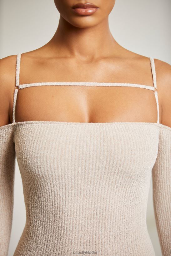 beige Oh Polly kvinnor nyssa kall axel långärmad miniklänning Z84F2T102 klänningar