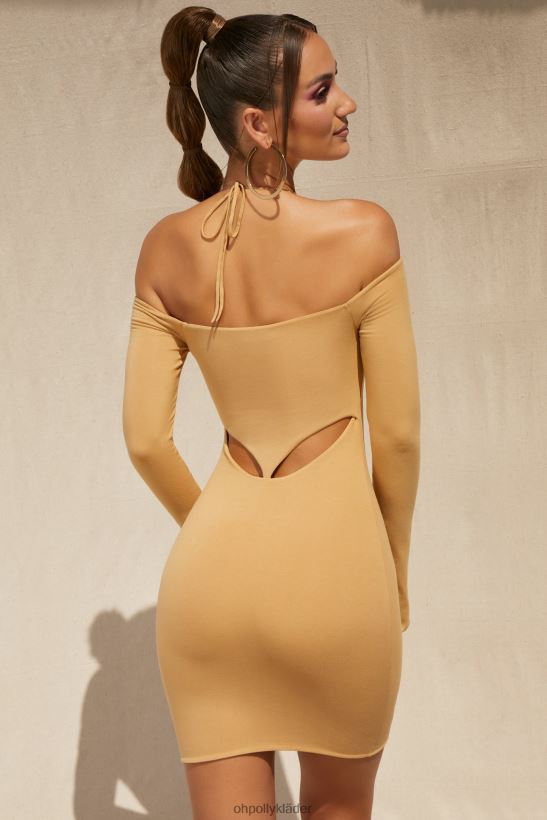 beige Oh Polly kvinnor varm sand från axeln utskuren miniklänning Z84F2T183 klänningar