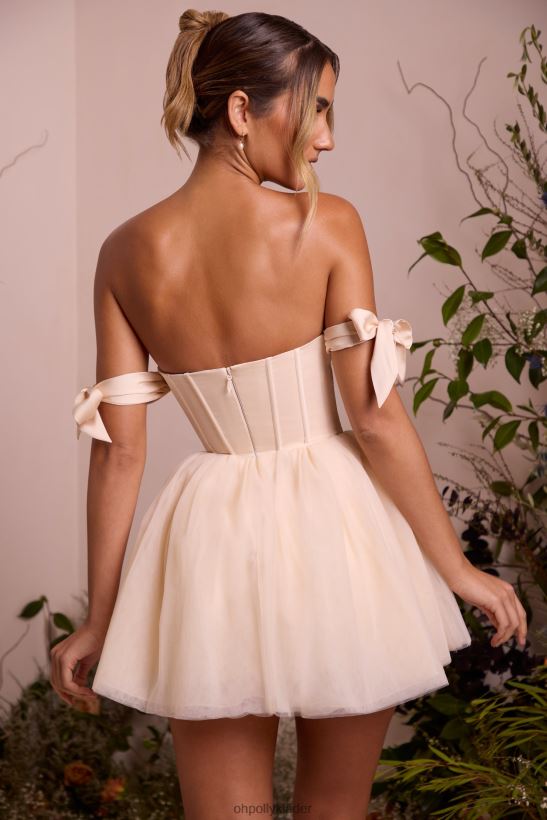 elfenben Oh Polly kvinnor reine off shoulder tyll kjol miniklänning Z84F2T261 klänningar
