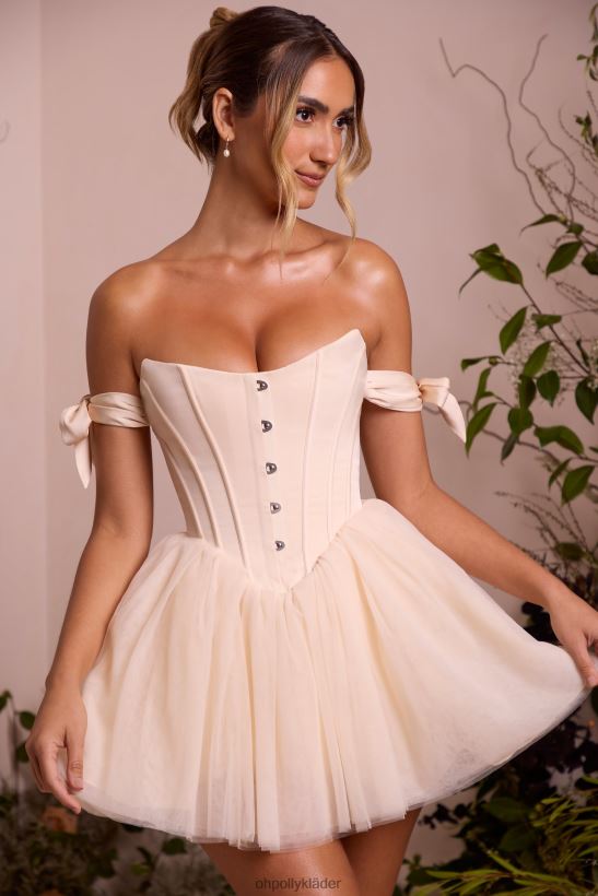 elfenben Oh Polly kvinnor reine off shoulder tyll kjol miniklänning Z84F2T261 klänningar