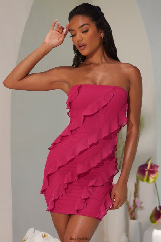 fuchsia Oh Polly kvinnor tatiana bandeau miniklänning med volangdetalj Z84F2T24 klänningar