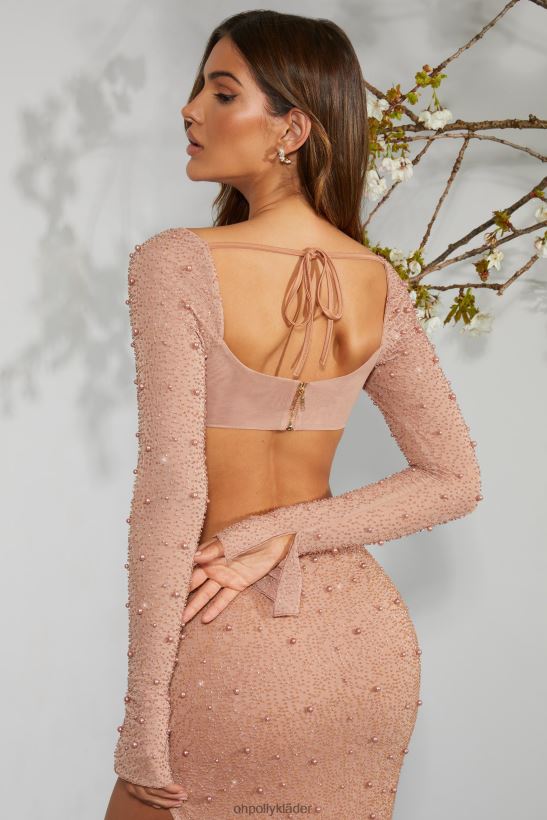 beige Oh Polly kvinnor la desirade utsmyckad crop-topp med halsringning Z84F2T581 samling