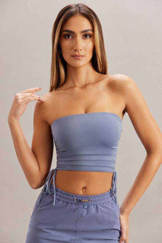 blå Oh Polly kvinnor alisa ruched bandeau crop top Z84F2T606 samling