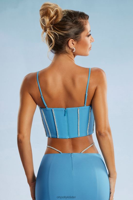 blå Oh Polly kvinnor caia utsmyckad korsett crop top Z84F2T665 samling