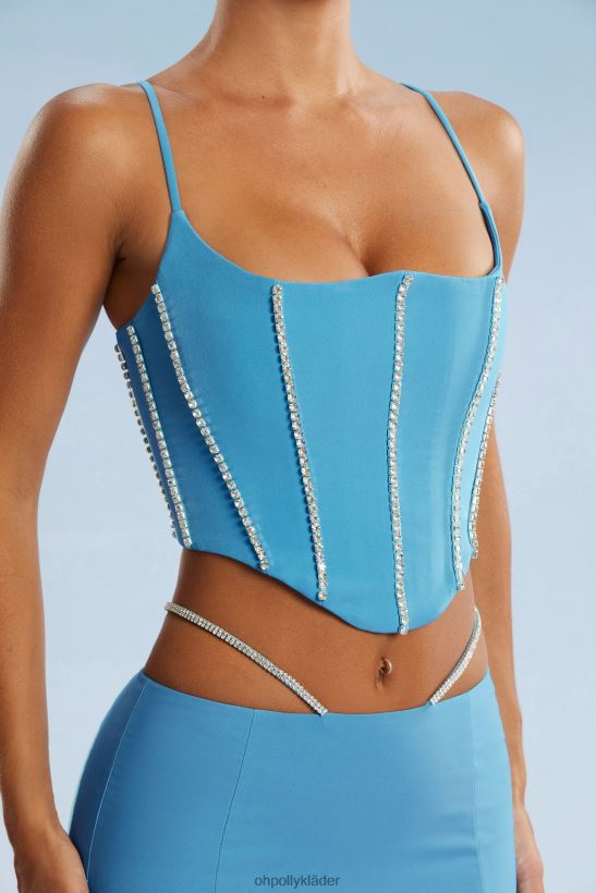 blå Oh Polly kvinnor caia utsmyckad korsett crop top Z84F2T665 samling