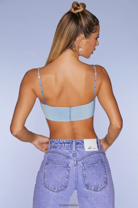 blå Oh Polly kvinnor la rochelle utsmyckad rem crop top Z84F2T667 samling
