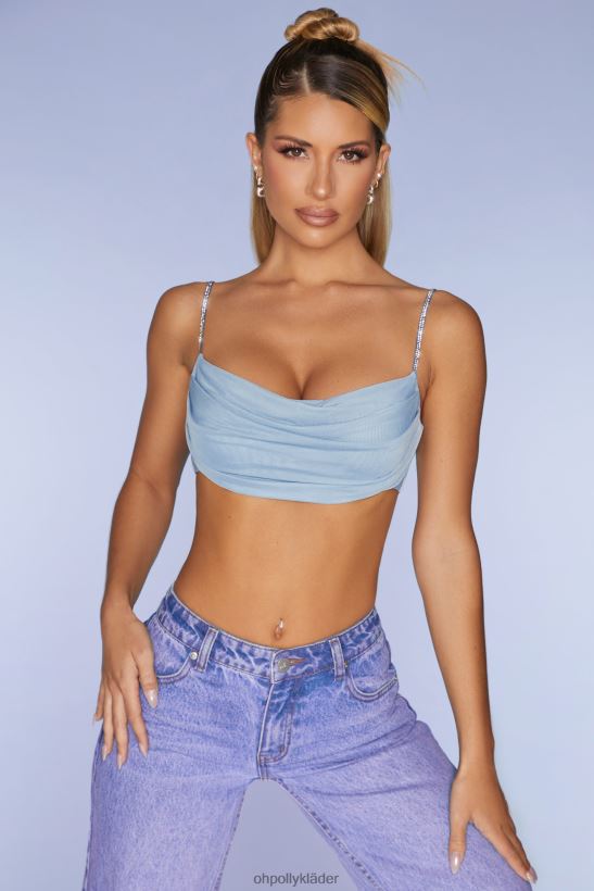 blå Oh Polly kvinnor la rochelle utsmyckad rem crop top Z84F2T667 samling