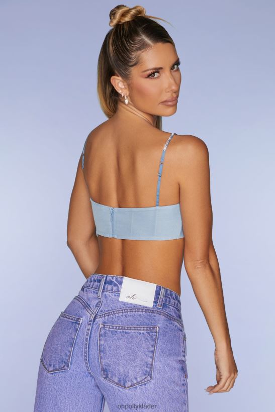 blå Oh Polly kvinnor la rochelle utsmyckad rem crop top Z84F2T667 samling