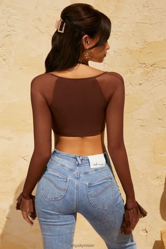 brun Oh Polly kvinnor kikka crop top med volangkant Z84F2T666 samling