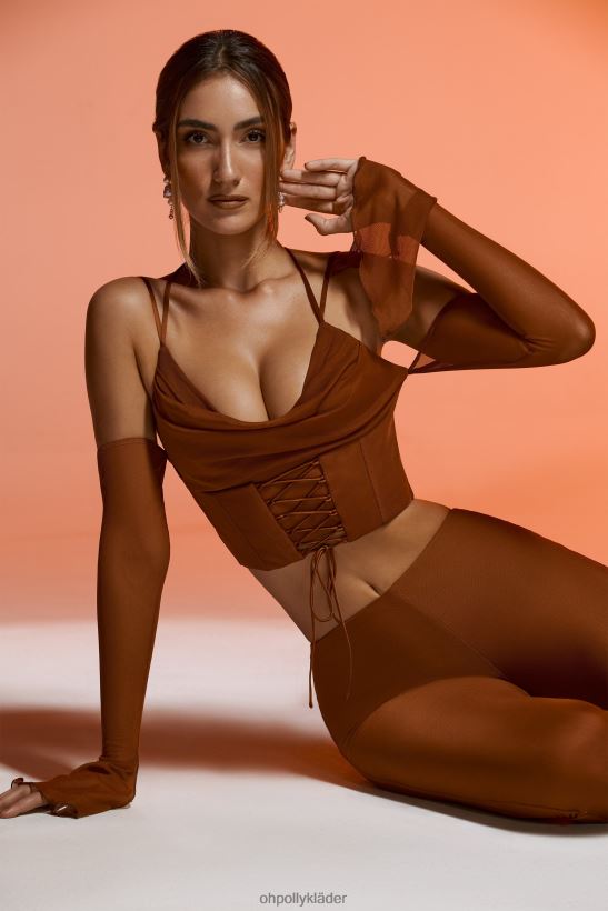 brun Oh Polly kvinnor minu långärmad crop top med kall axel Z84F2T634 samling