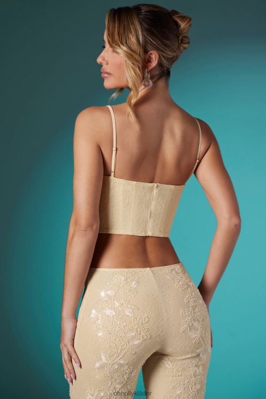 elfenben Oh Polly kvinnor agyness utsmyckad spets korsett crop top Z84F2T620 samling