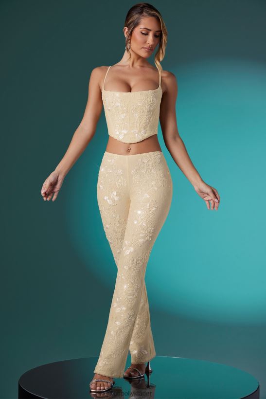 elfenben Oh Polly kvinnor agyness utsmyckad spets korsett crop top Z84F2T620 samling