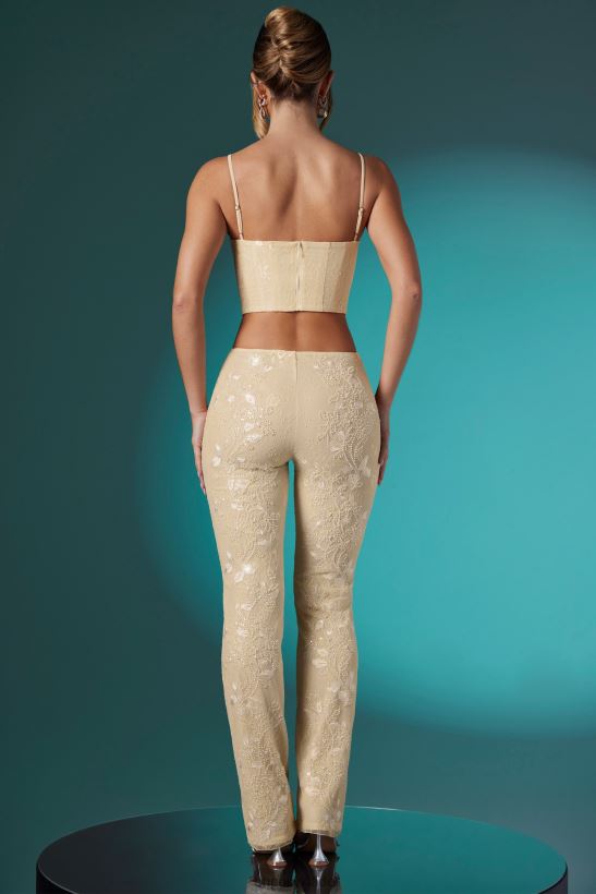 elfenben Oh Polly kvinnor agyness utsmyckad spets korsett crop top Z84F2T620 samling