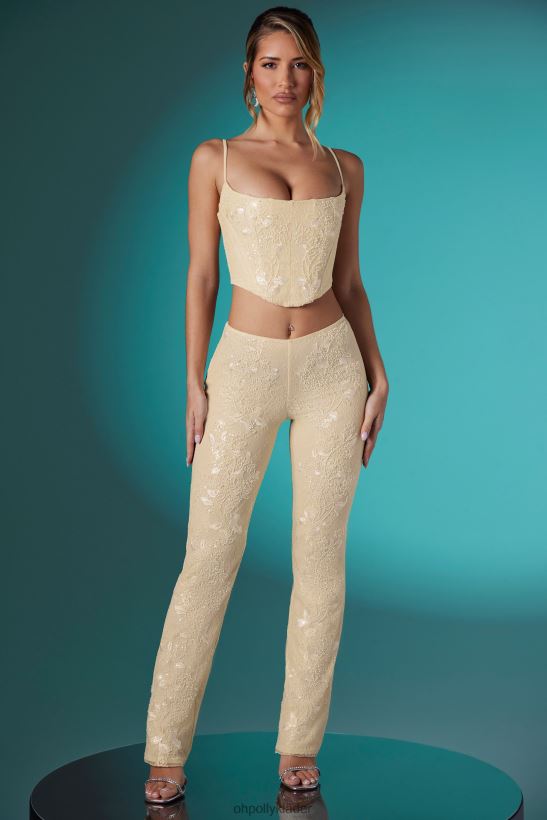 elfenben Oh Polly kvinnor agyness utsmyckad spets korsett crop top Z84F2T620 samling