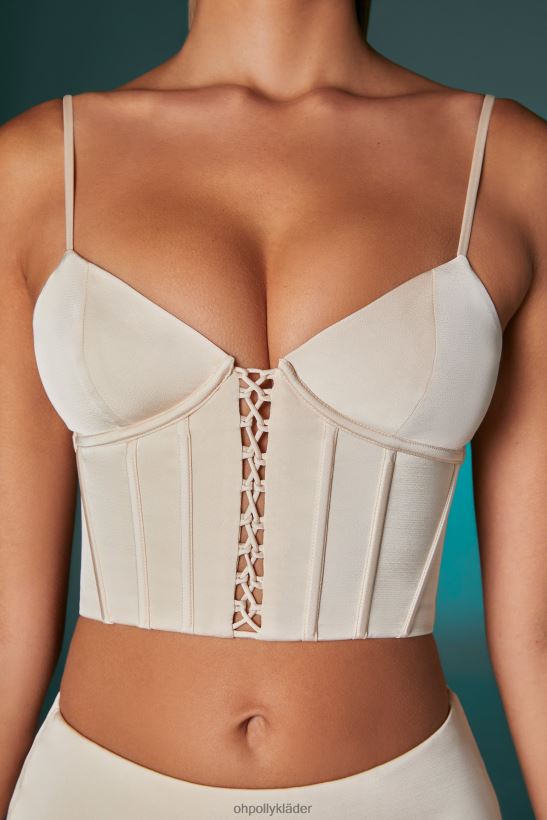 elfenben Oh Polly kvinnor hera spets framtill korsett crop top Z84F2T623 samling