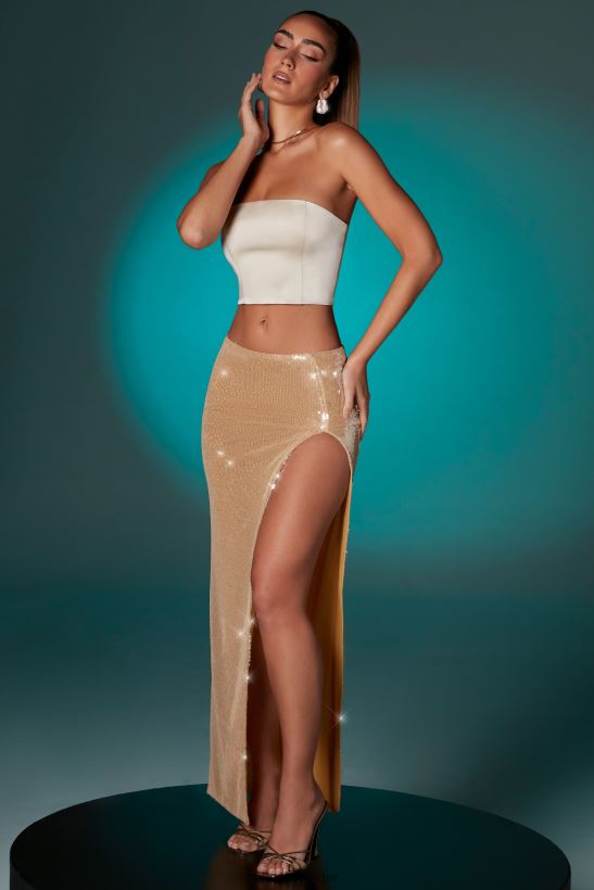 elfenben Oh Polly kvinnor leoni satin axelbandslös crop top Z84F2T622 samling