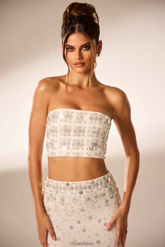 elfenben Oh Polly kvinnor maia handutsmyckad bandeau korsett crop top Z84F2T599 samling